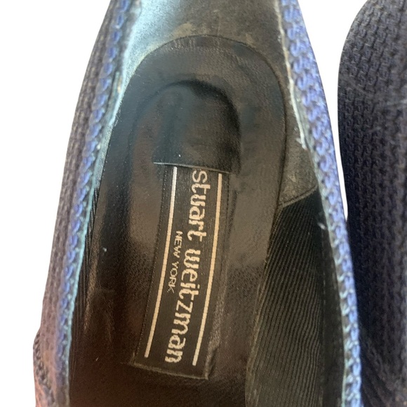 Stuart Weitzman Textured Navy Loafers with Tassels 6 - Picture 5 of 7